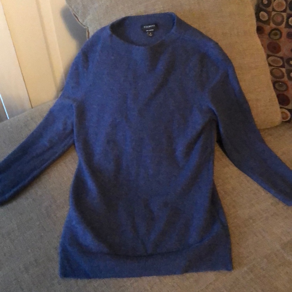 Talbots Pure Cashmere Blue heathered sweater